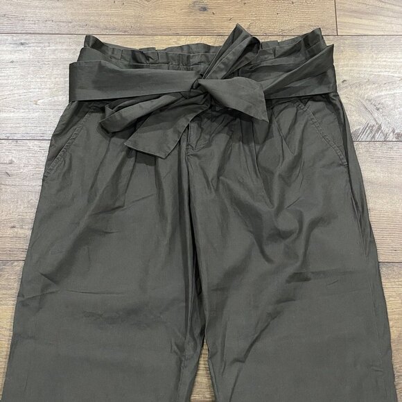 Anthropologie Cartonnier Pants Womens Green Pleated Belted Tie Waist Cuffed Crop - Picture 2 of 14